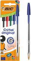 Balpen Bic Cristal M 5st assorti 5 Stuk-2