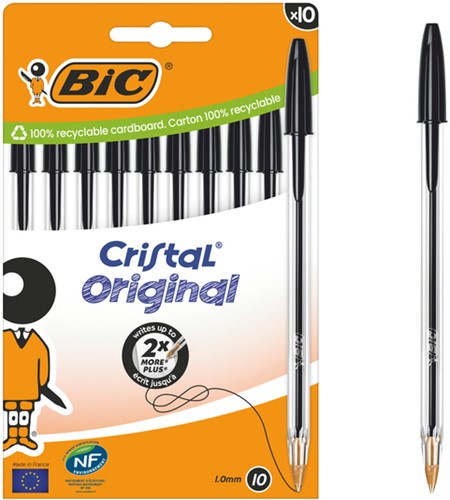 Balpen Bic Cristal M 10st zwart 10 Stuk-2