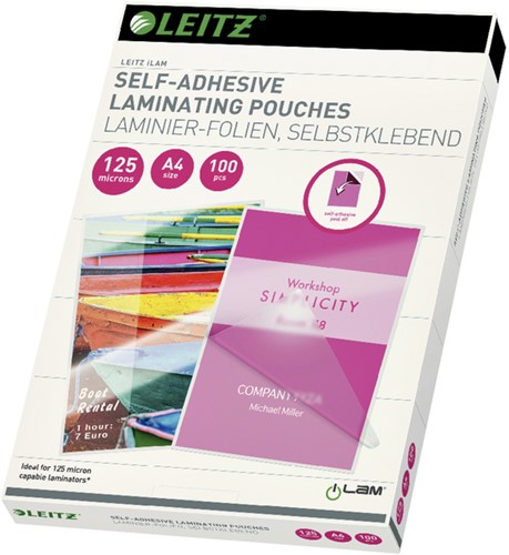 Lamineerhoes Leitz A4 zelfklevend 2x125micron EVA 100 Stuk