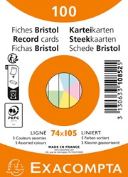 Flashcard Exacompta 74x105mm lijn 5 kleuren 100 pak
