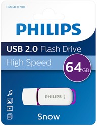 USB stick 2.0 Philips Snow USB-A 64GB paars 1 Stuk