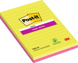 Memoblok 3M Post-it 5845 SS 127x203mm lijn ass kl 90 Vel