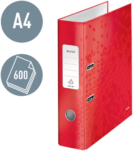 Ordner Leitz WOW 180 gelamineerd 80mm A4 rood 1 Stuk-2