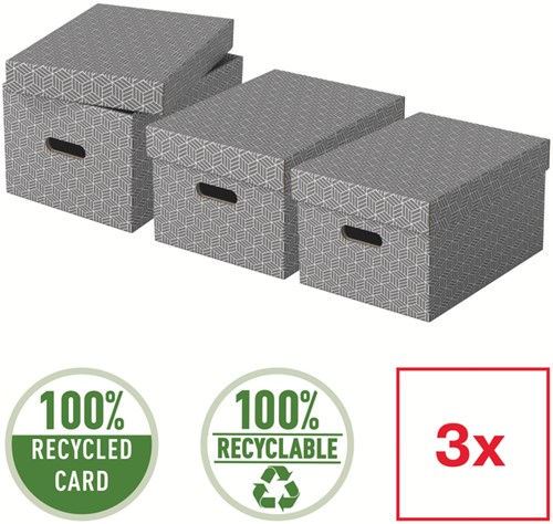 Opbergdoos Esselte 265x205x365mm grijs 3 st 3 Stuk-2