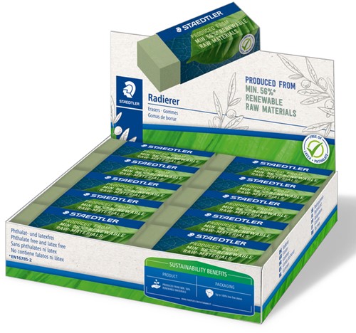 Gum Staedtler Eco 52680 65x23x10mm olijfgroen 20 Stuk