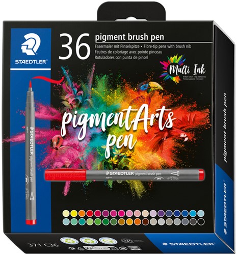 Brushpen Staedtler pigment pen etui 36 st 36 Stuk