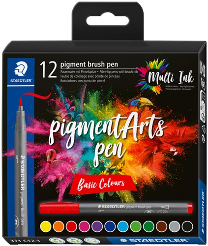 Brushpen Staedtler PigmentArts etui 12 st 12 Stuk