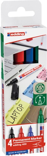 Viltstift edding 400 creatief rond 1mm assorti 4 Stuk
