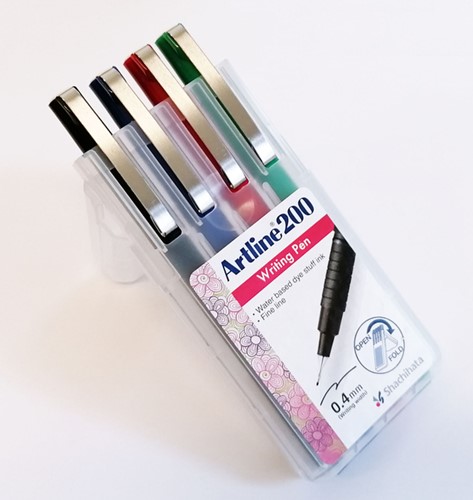 Fineliner Artline 200 rond fijn asssorti 4 Stuk-2