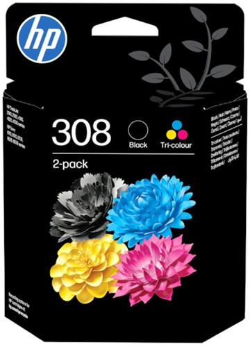 Inktcartridge HP 6L6S6UE 308 zwart + 3 kleuren 1 Stuk
