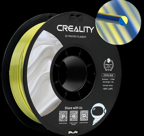 3D Filament Creality PLA 1.75mm Silk Geel Blw 1kg 1 Stuk