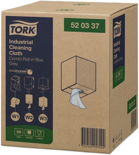 Reinigingsdoek Tork W1 W2 W3 Industrial grijs 1 Rol-2