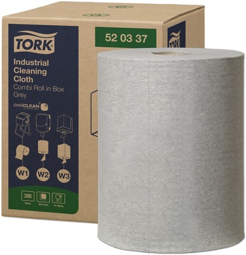 Reinigingsdoek Tork W1 W2 W3 Industrial grijs 1 Rol