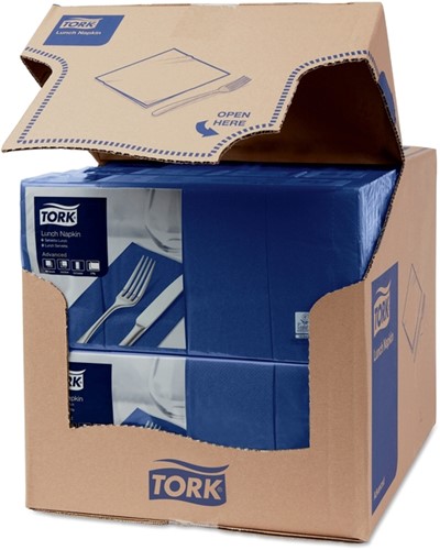 Lunchservet Tork Advanced achtstevouw donkerblauw 200 Vel-3