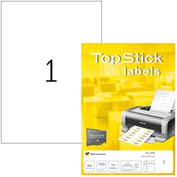 TopStick-etiketten 210x297mm 100 etiketten 100 Vel