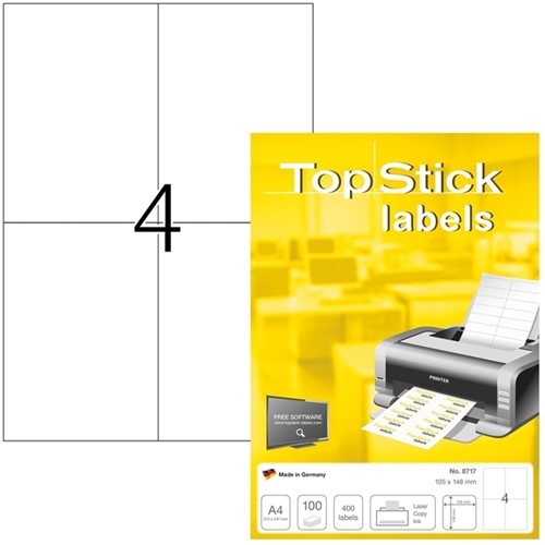 TopStick-etiketten 105x148mm 400 etiketten 100 Vel