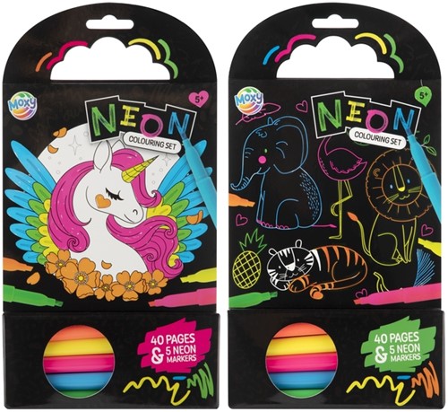 Colouring Book 15x15 cm 40 sheets 5 neon markers 1 Stuk-3