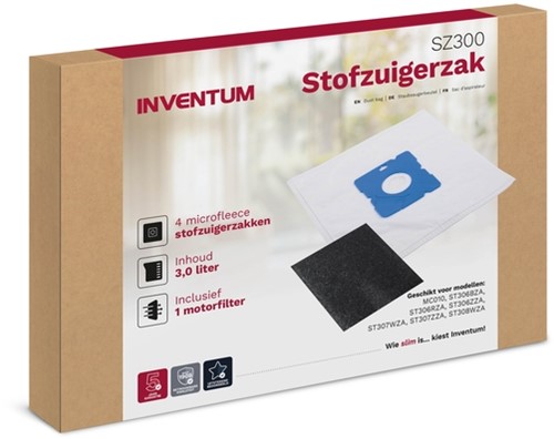 Stofzuigerzak Inventum 3l set 4 zakken en filter 1 Set