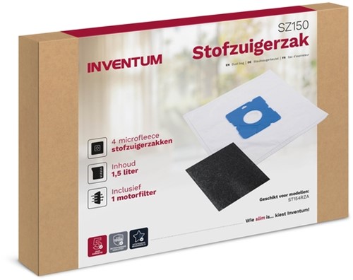 Stofzuigerzak Inventum 1.5l set 4 zakken en filter 1 Set