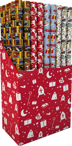 Inpakpapier Sint 200x70cm assorti 1 Stuk