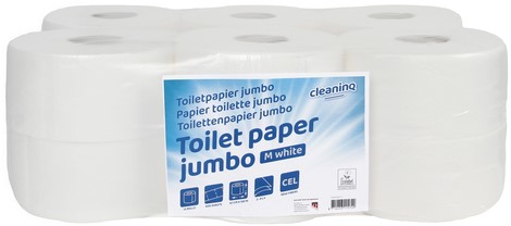 Toiletpapier Cleaninq jumbo klein 2laags 150m wit 12 Rol
