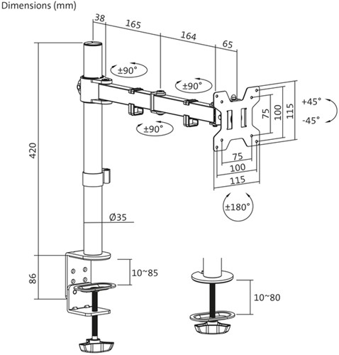Monitorarm Quantore 1 scherm 17-27 inch zwart 1 Stuk-4
