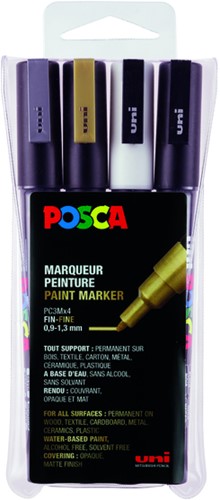 Verfstift Posca PC3M F 4st assorti 4 Stuk