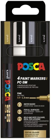 Paintmarker Uni POSCA PC3M F 4st assorti 4 Stuk
