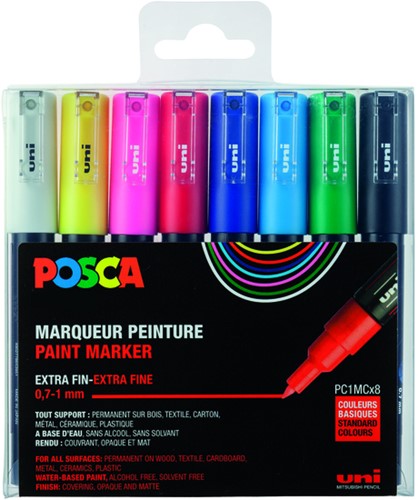 Verfstift Posca PC1MC EF 8st assorti 8 Stuk