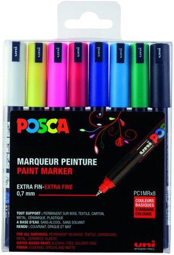 Verfstift Posca PC1MR EF 8st assorti 8 Stuk