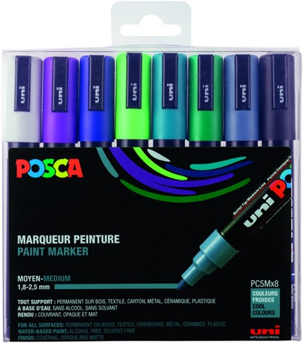 Verfstift Posca PC5M M 8st koele kleuren 8 Stuk
