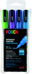 Verfstift Posca PC3M F  4st glitter kleuren koel 4 Stuk