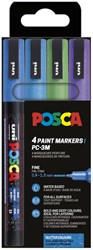 Paintmarker Uni POSCA PC3M F 4st glitter koel 4 Stuk