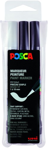 Brushverfstift Posca PCF350 1-10mm 3st assorti 3 Stuk