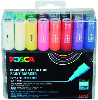 Verfstift Posca PC1MC EF 16st assorti 16 Stuk