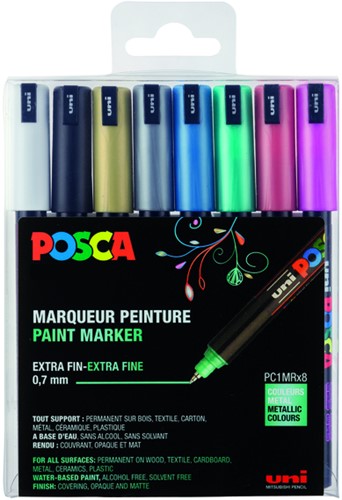 Verfstift Posca PC1MR EF metallic 8st assorti 8 Stuk