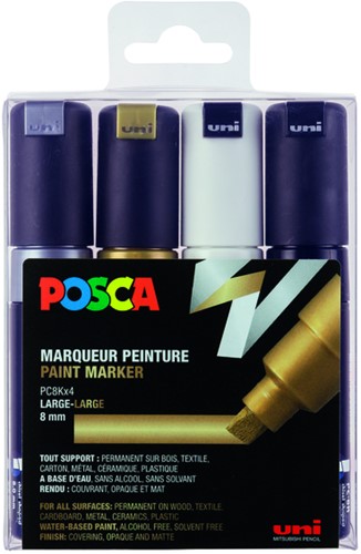 Verfstift Posca PC8K B schuin 4 st assorti 4 Stuk