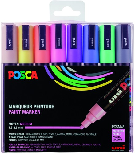 Verfstift Posca PC5M M 8st pastel kleuren 8 Stuk