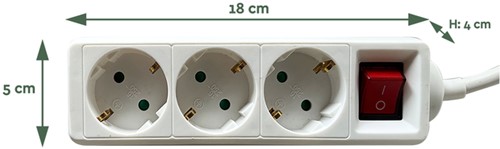Stekkerdoos BRASQ  3 voudig 3 meter wit 1 Stuk-2