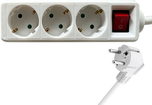 Stekkerdoos BRASQ  3 voudig 3 meter wit 1 Stuk-1