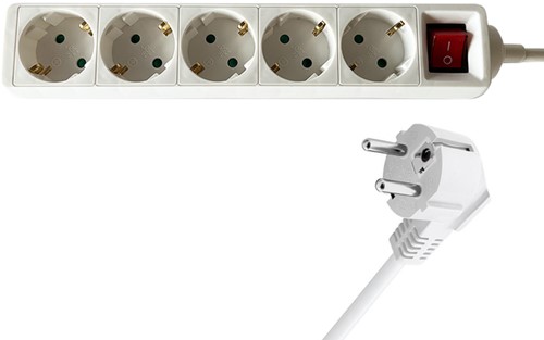 Stekkerdoos BRASQ  5 voudig 3 meter wit 1 Stuk-1