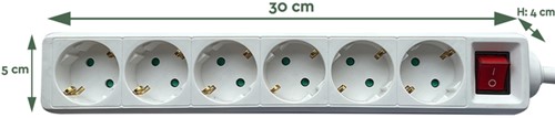 Stekkerdoos BRASQ  6 voudig 3 meter wit 1 Stuk-2