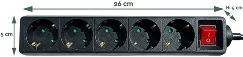 Stekkerdoos BRASQ  5 voudig 1.4 meter zwart 1 Stuk-2