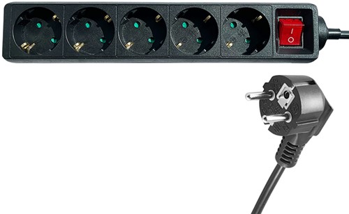 Stekkerdoos BRASQ  5 voudig 1.4 meter zwart 1 Stuk-1