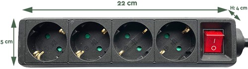 Stekkerdoos BRASQ  4 voudig 3 meter zwart 1 Stuk-2