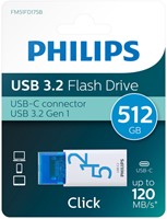 USB stick 3.2 Philips Click USB-C 512GB blauw 1 Stuk