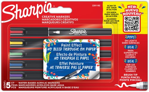 Creatieve marker Sharpie brushpunt 5st assorti 5 Stuk