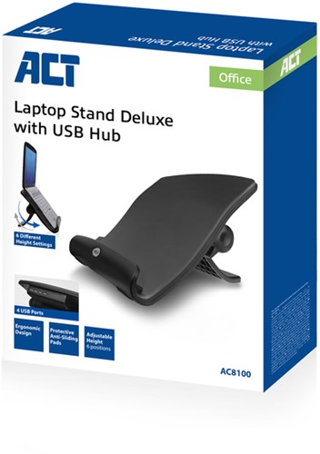 Laptopstandaard hoogte verstelb 6 standen 4-p hub 1 Stuk-2