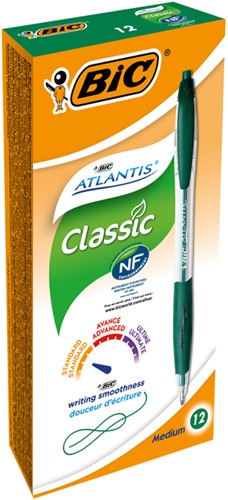 Balpen Bic Atlantis classic grip clic M groen 1 Stuk-2