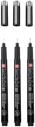 Fineliner Sakura Pigma Micron Black 3 stuks 3 Stuk-3